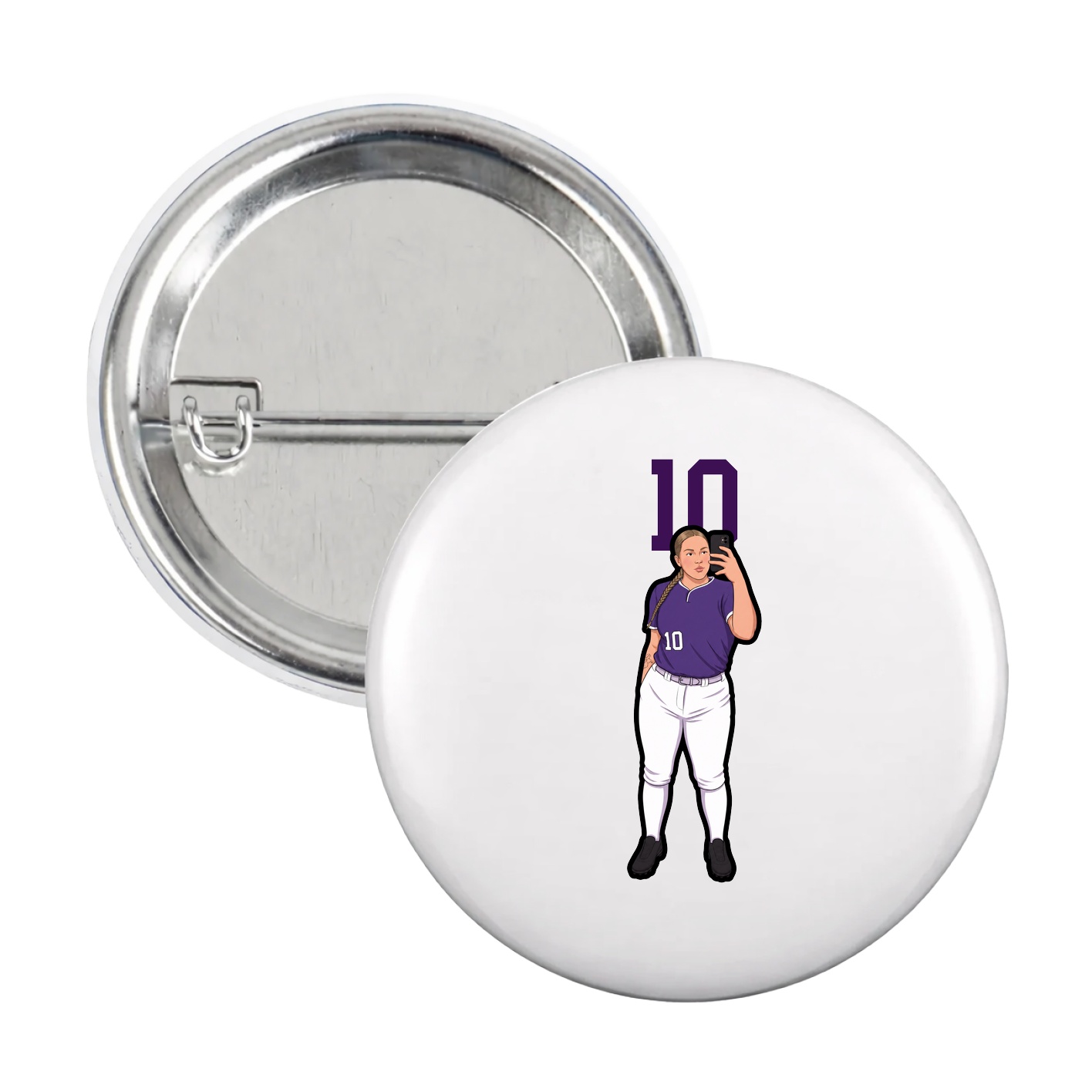 Game Day Button — Number Top in White