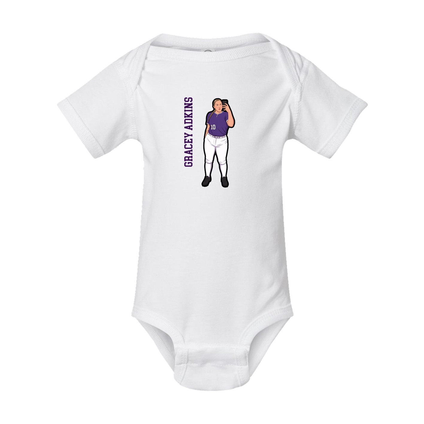 Baby Onesie — Name Vertical in White