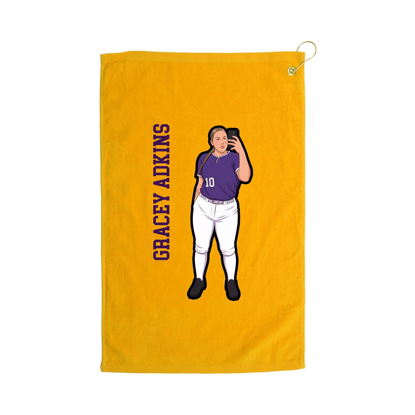 Golf Towel — Name Vertical in Gold