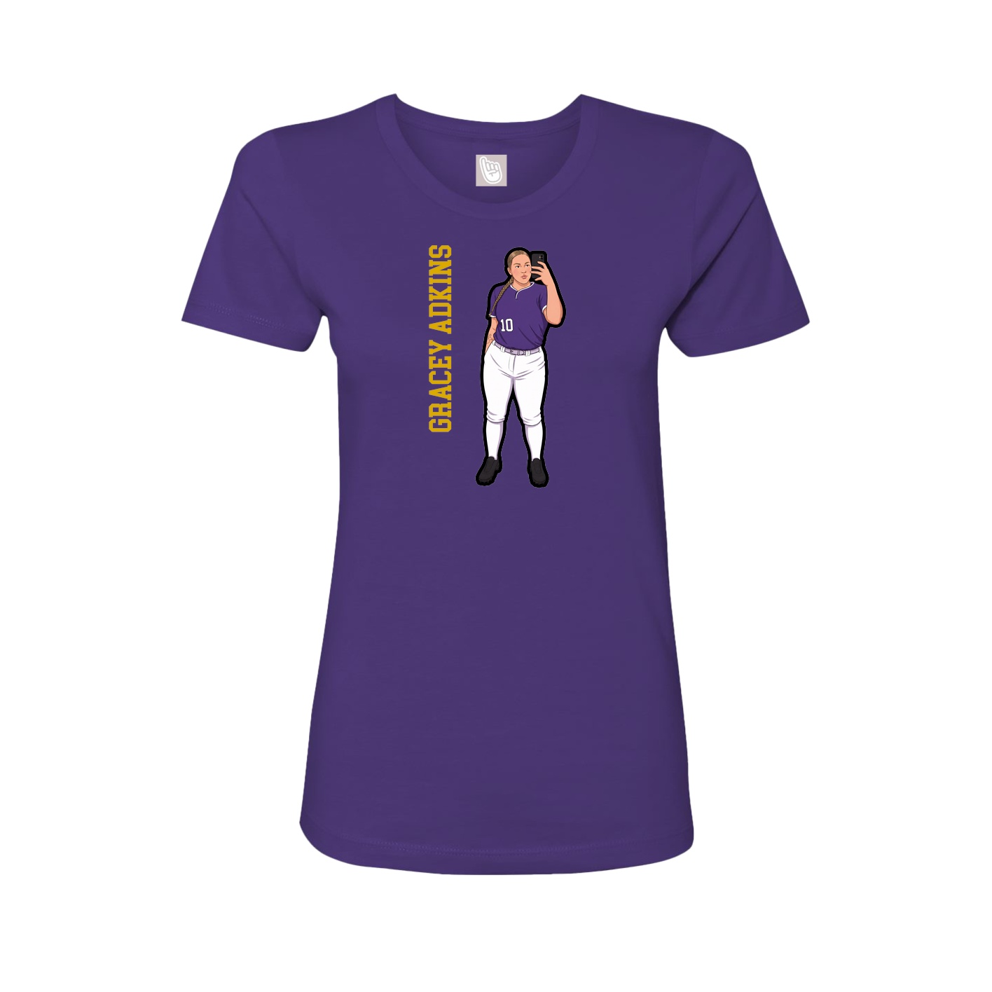 Fitted Women's Tee — Name Vertical in Purple