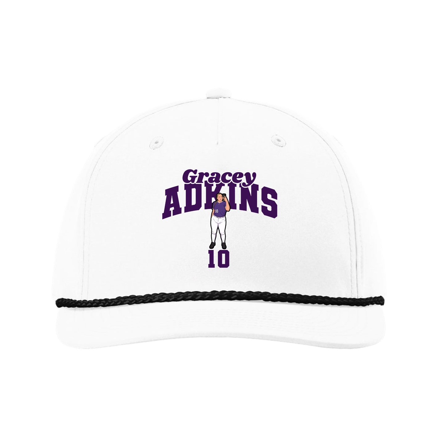Five-Panel Classic Rope Cap — Signature Arch in White