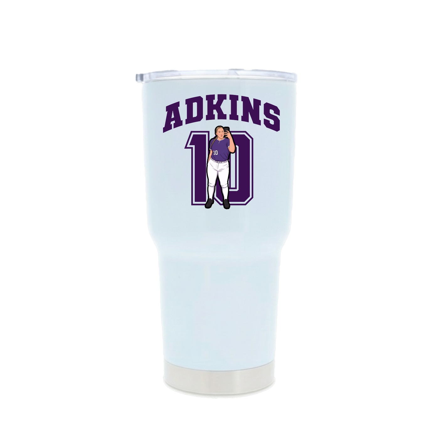 30oz Stainless Steel Tumbler — Number in White