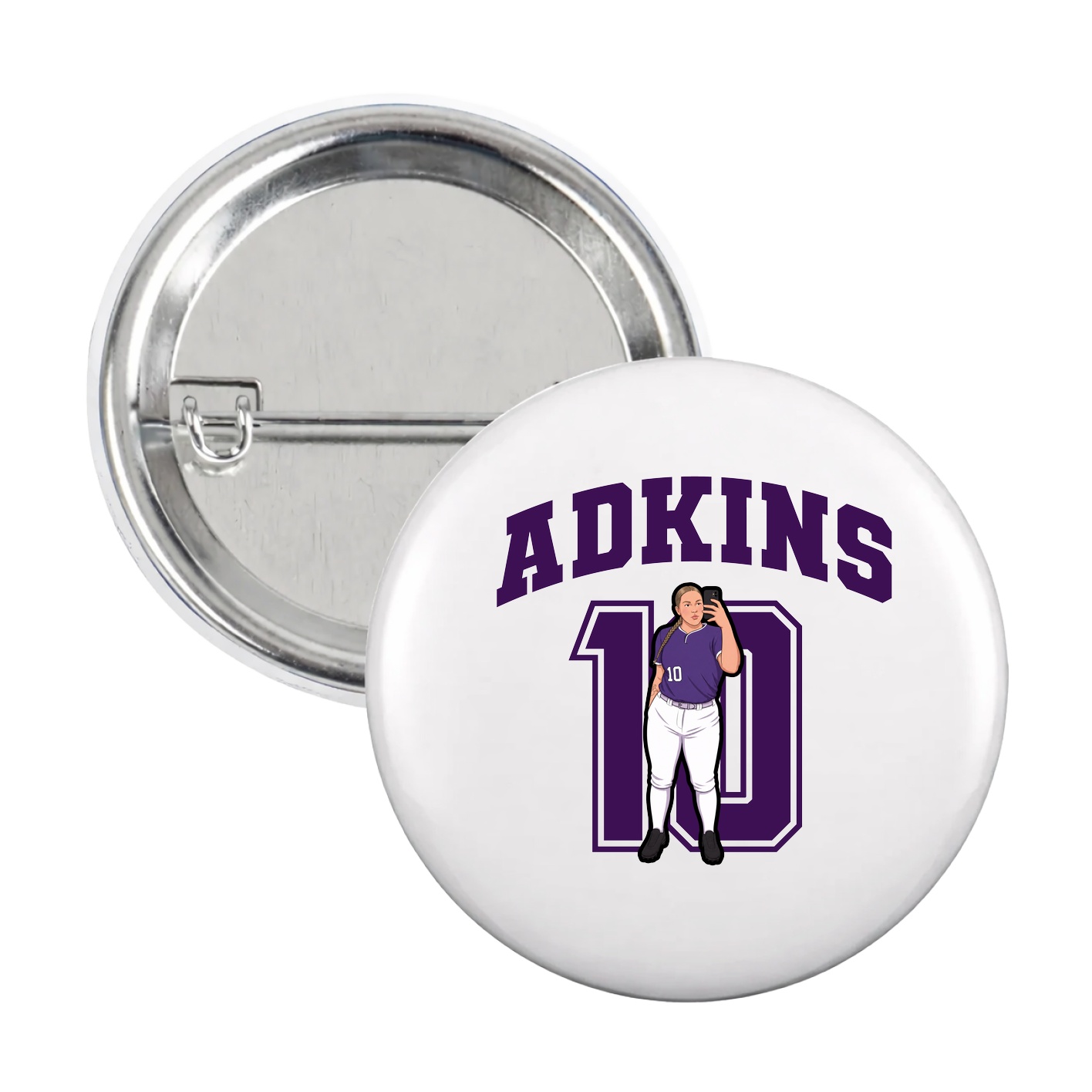 Game Day Button — Number in White