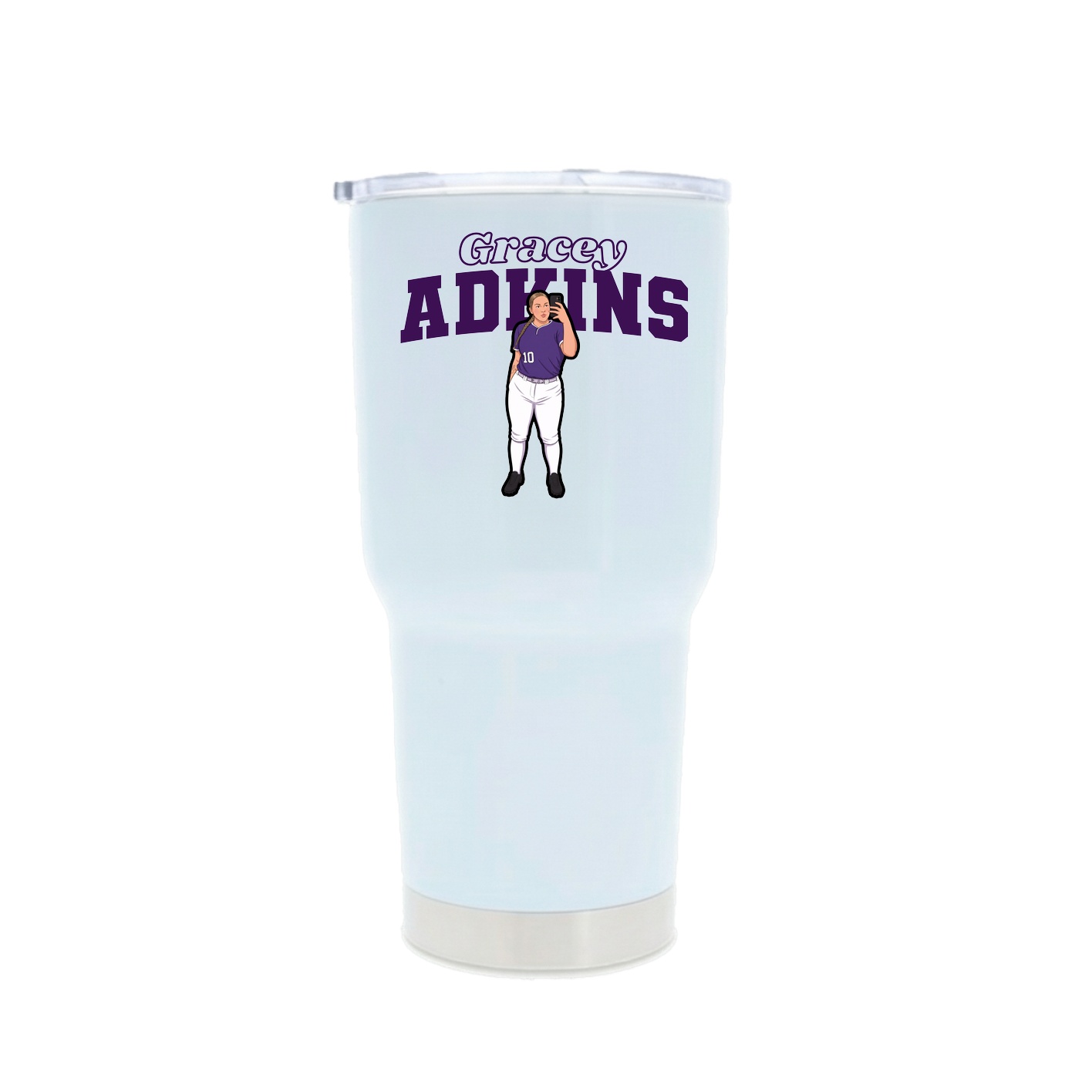 30oz Stainless Steel Tumbler — Name Arch in White