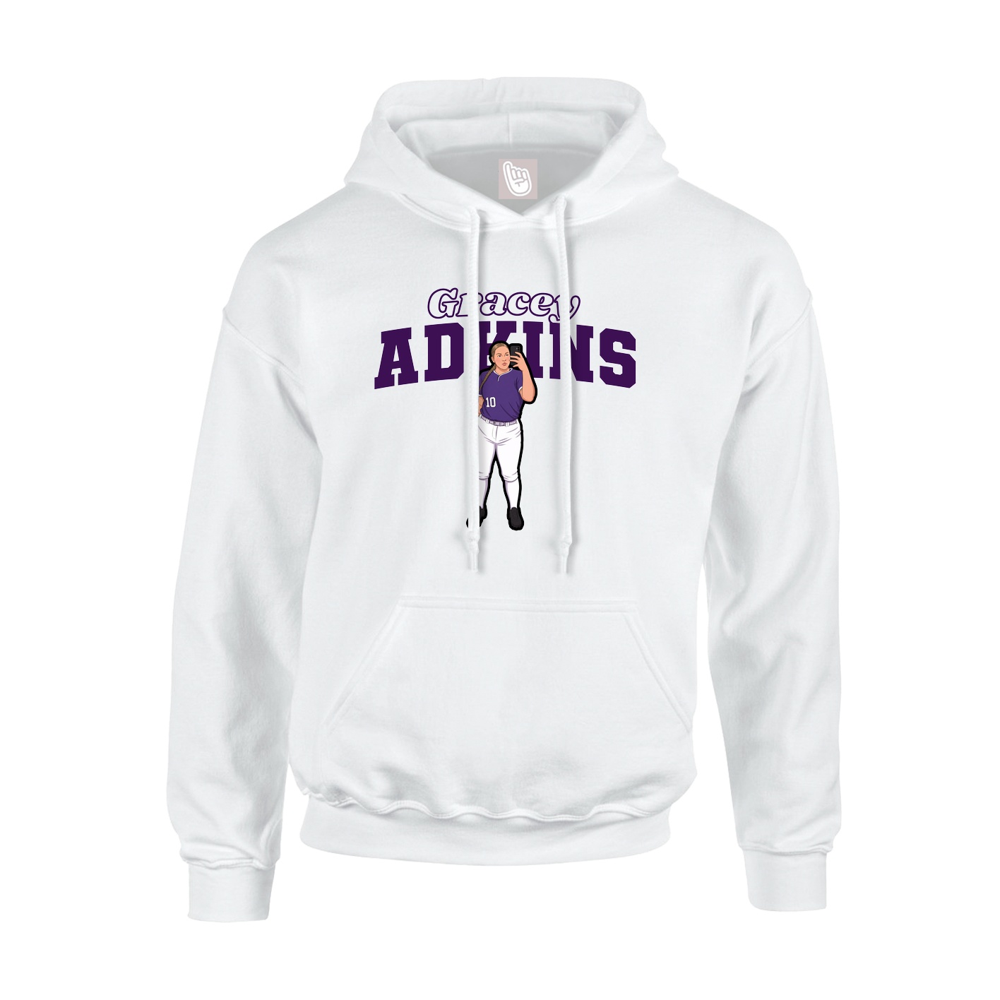 Youth Hoodie — Name Arch in White