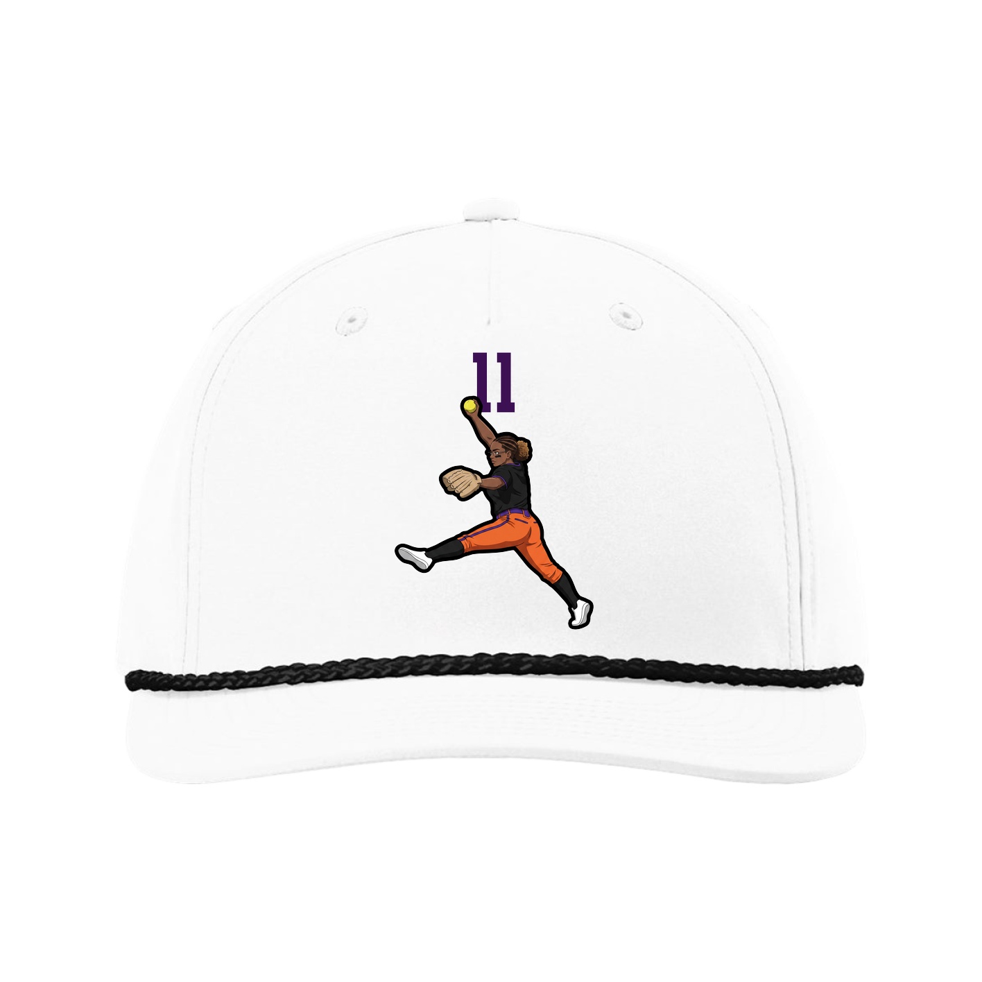 Five-Panel Classic Rope Cap — Number Top in White