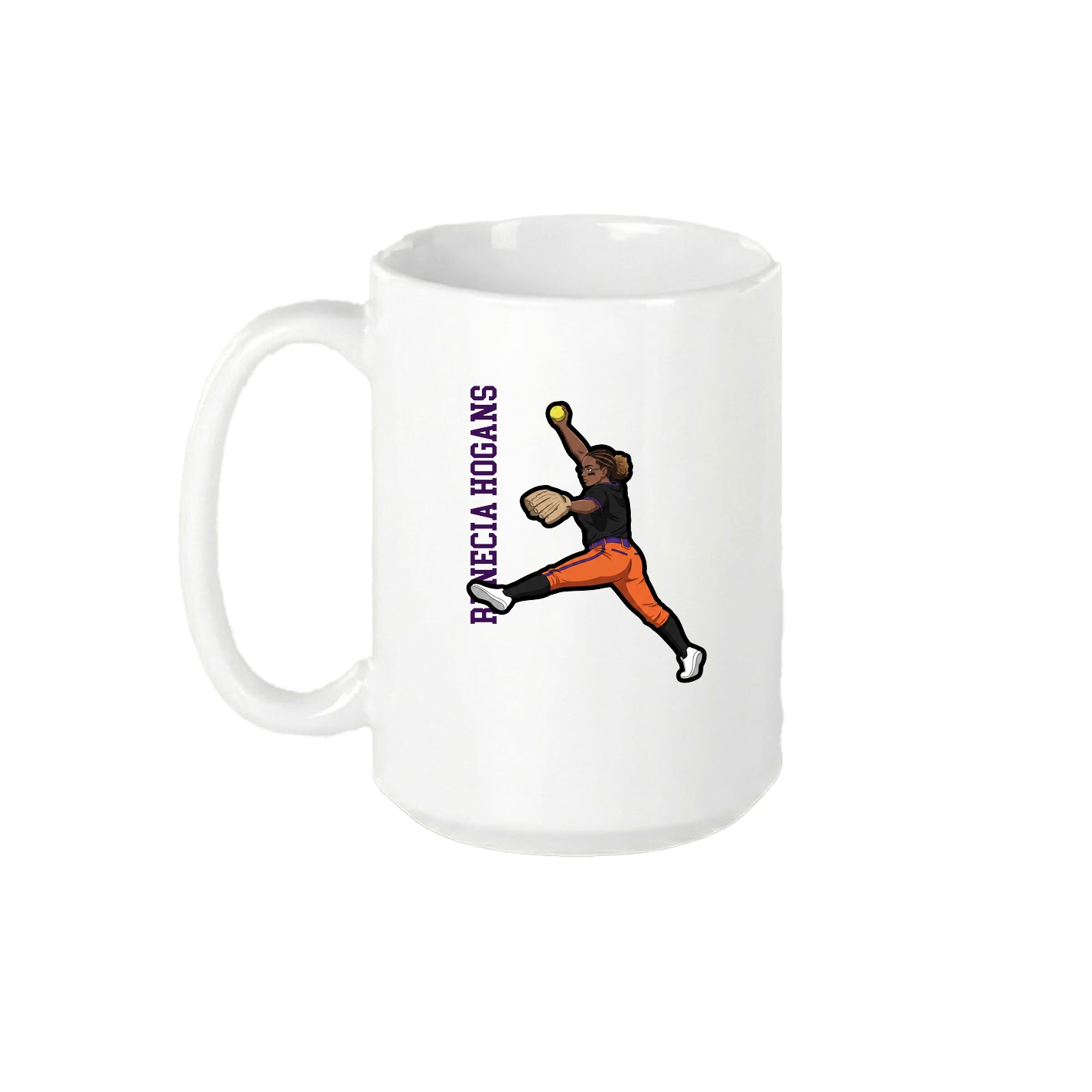 15oz Coffee Mug — Name Vertical in White