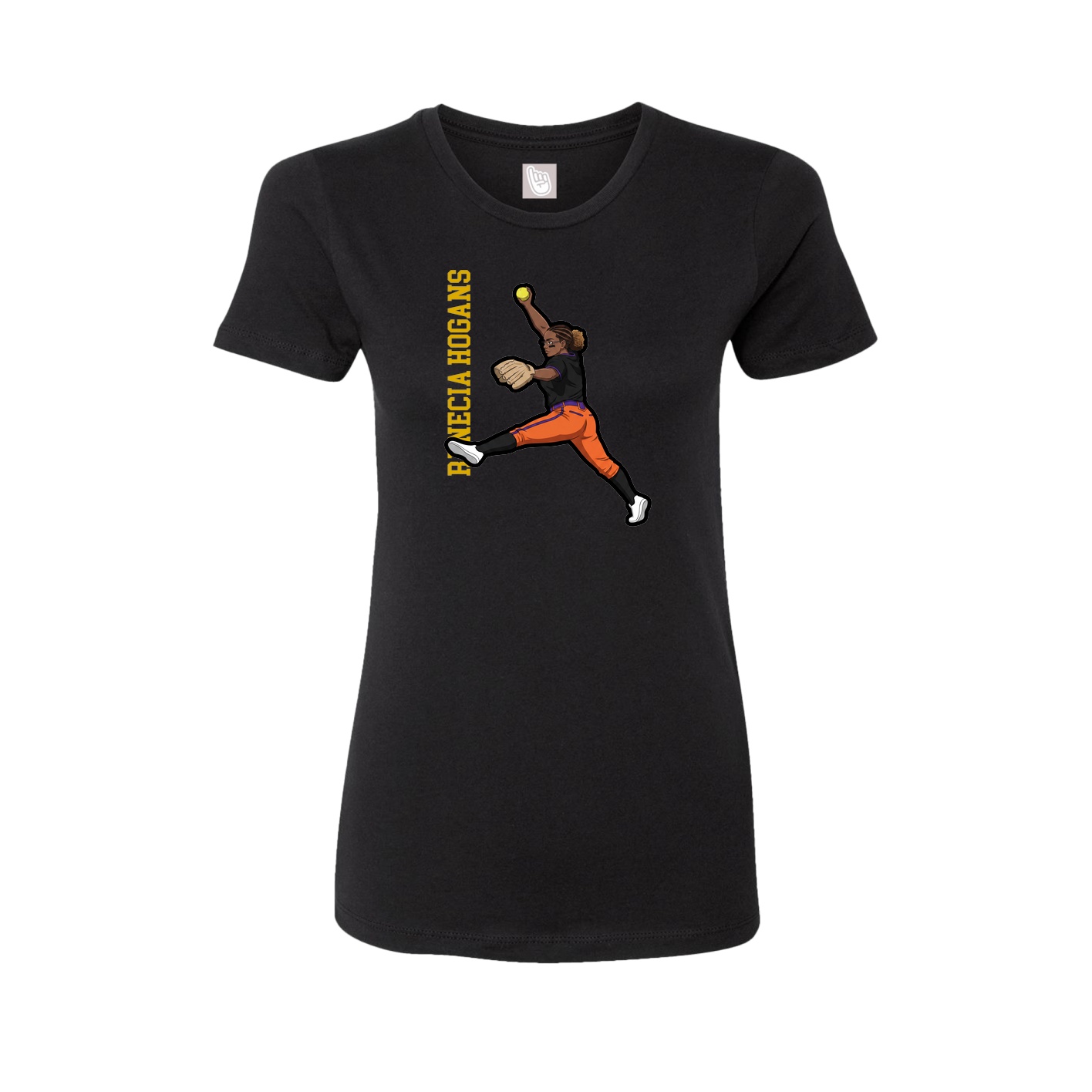 Fitted Women's Tee — Name Vertical in Black