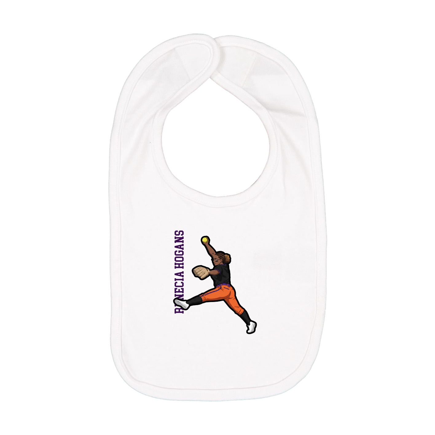 Infant Bib — Name Vertical in White