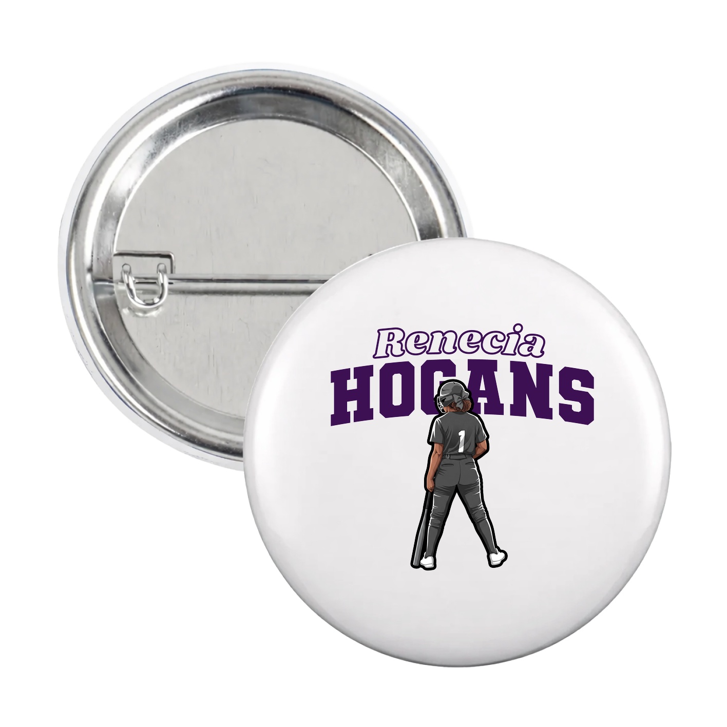 Game Day Button — Name Arch in White