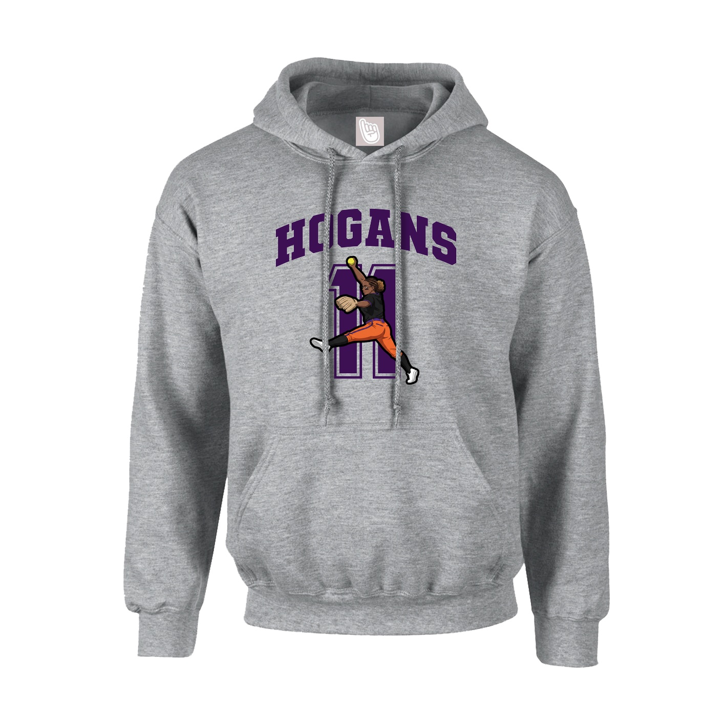 Youth Hoodie — Number in Grey