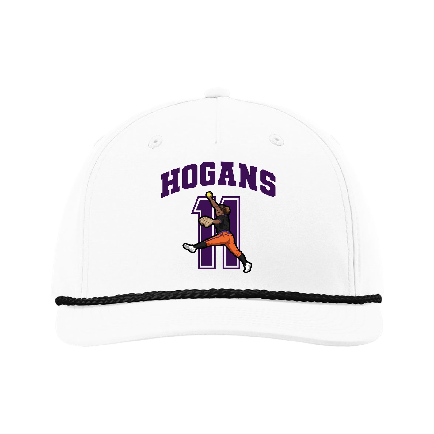 Five-Panel Classic Rope Cap — Number in White