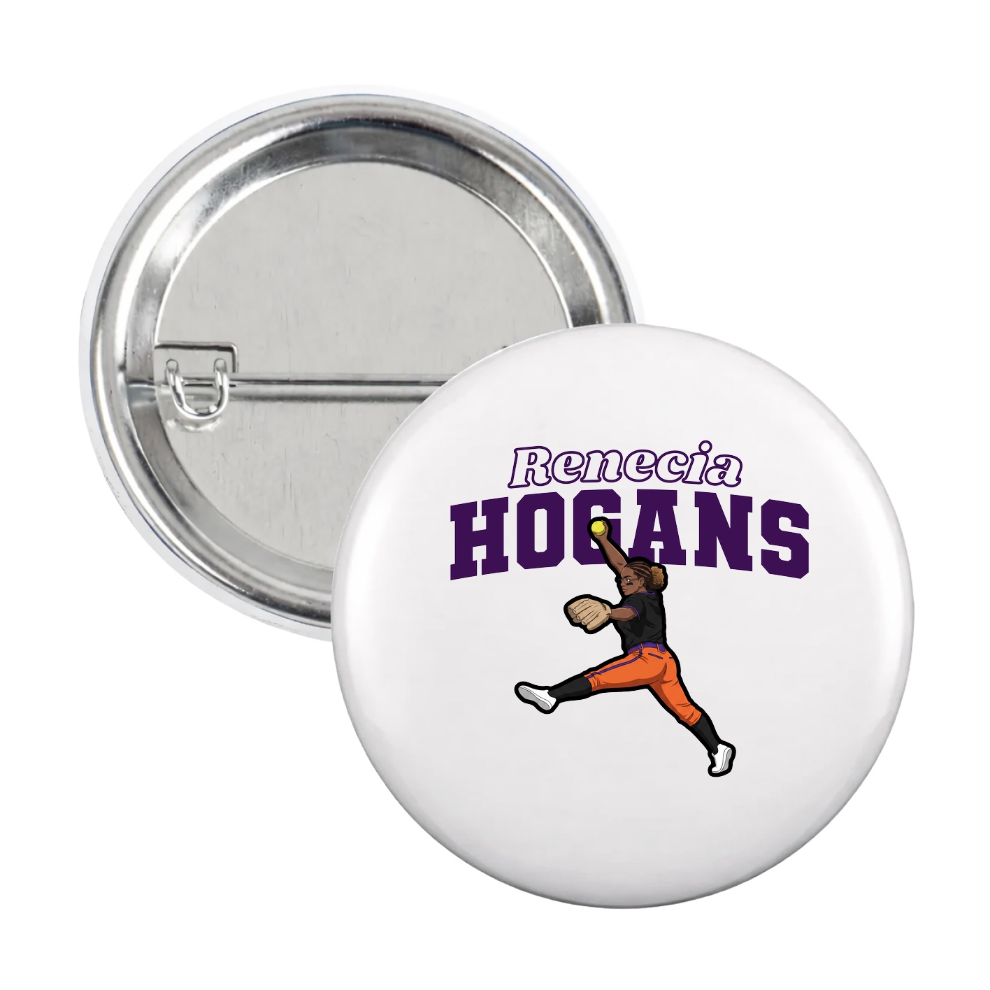 Game Day Button — Name Arch in White
