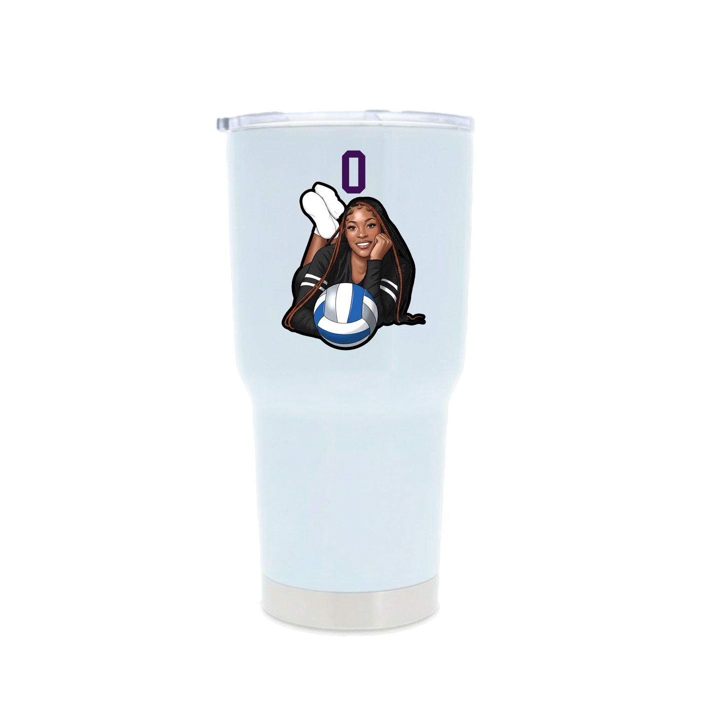 30oz Stainless Steel Tumbler — Number Top in White