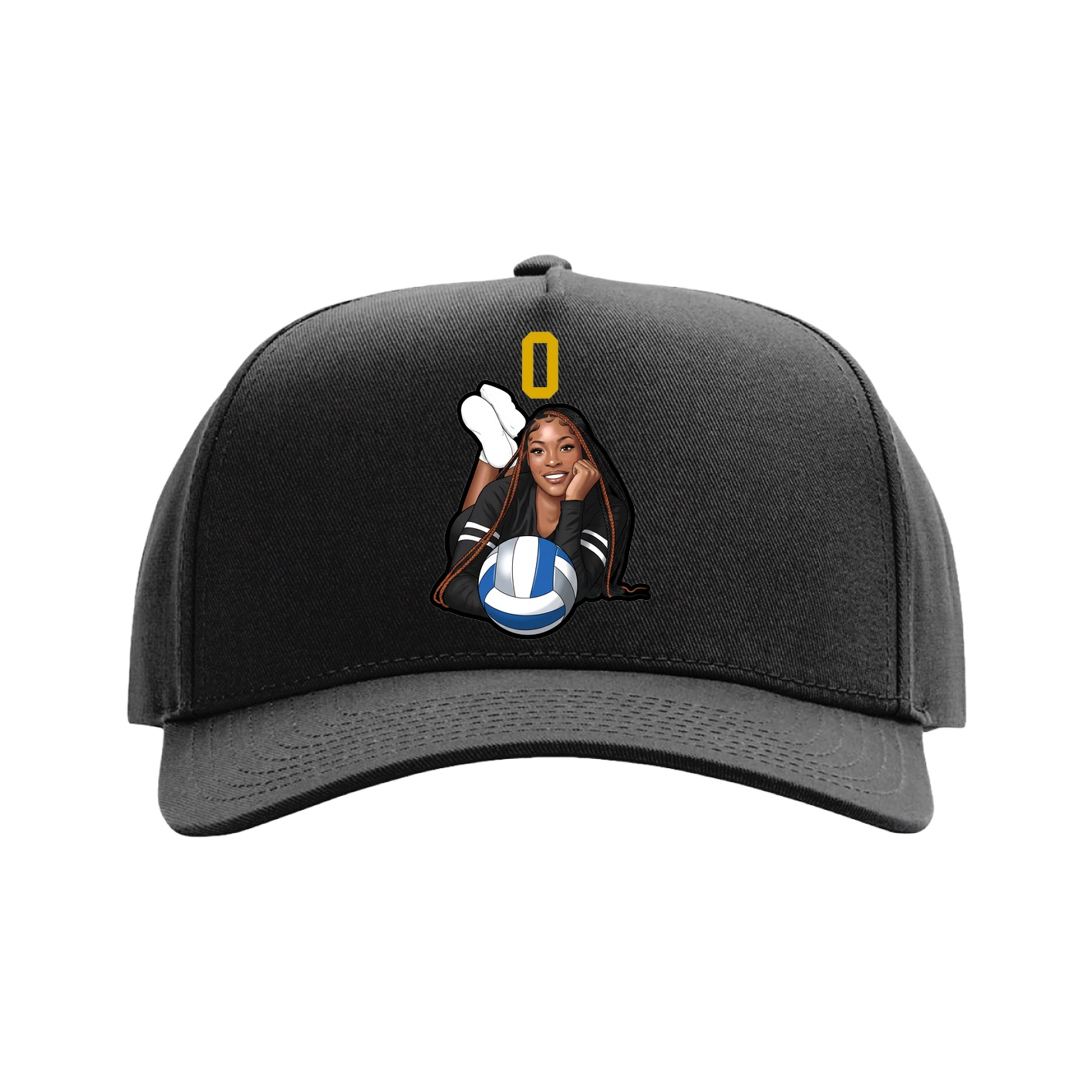 Full Fabric Five-Panel Champ Cap — Number Top in Black