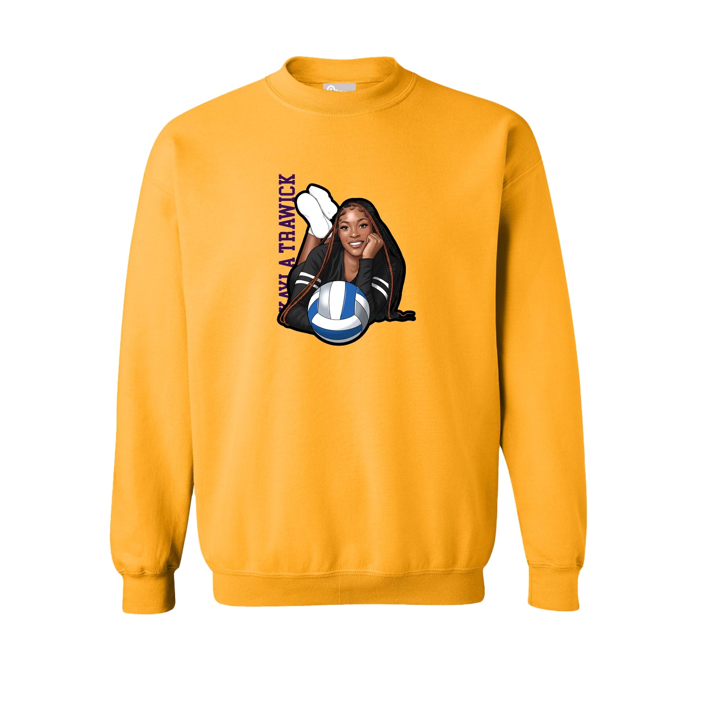 Fleece Crew — Name Vertical in Gold