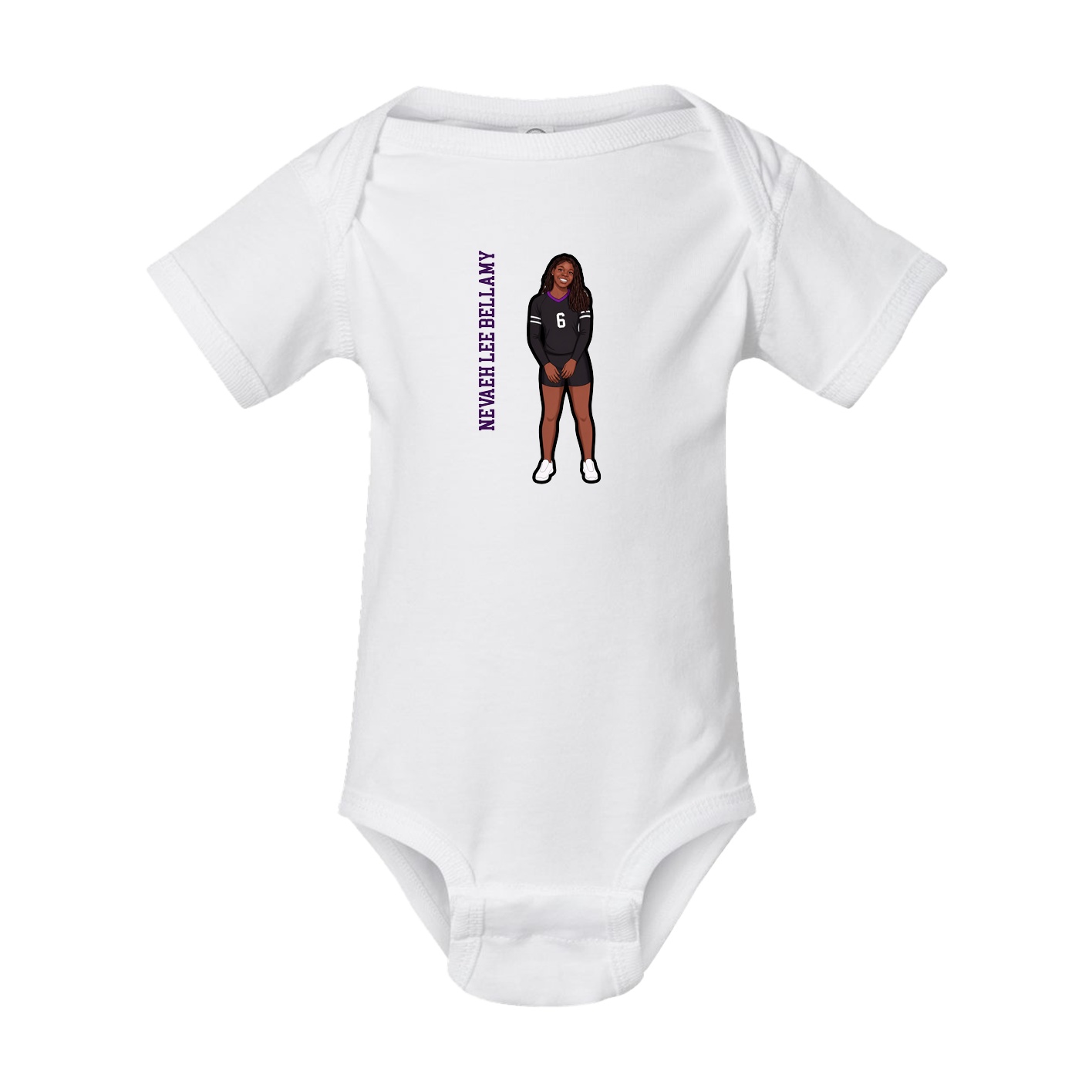 Baby Onesie — Name Vertical in White