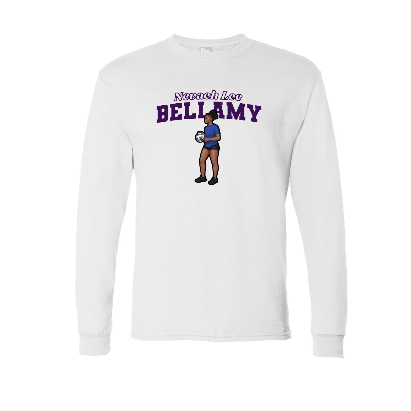 Long Sleeve Tee — Name Arch in White