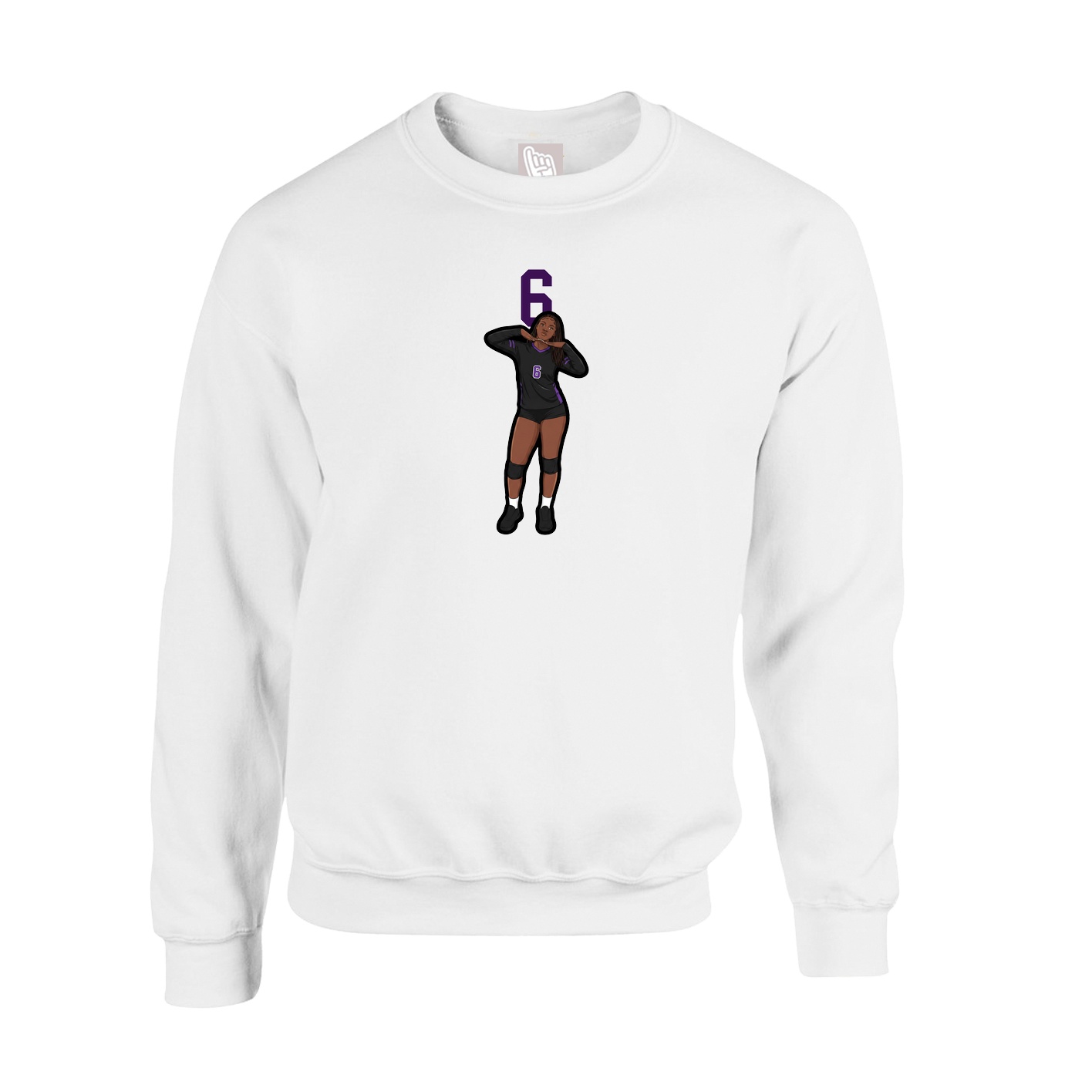 Fleece Crew — Number Top in White