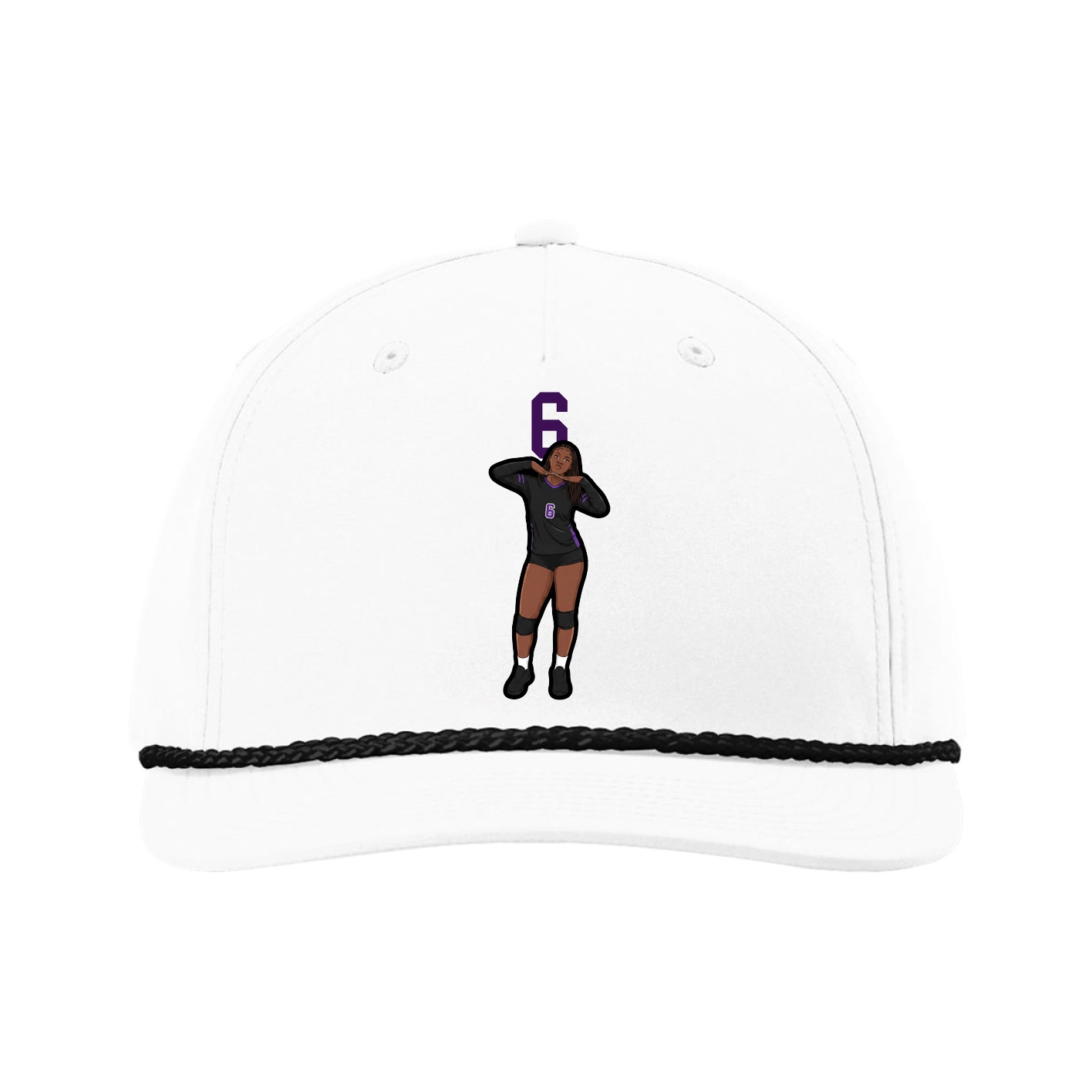 Five-Panel Classic Rope Cap — Number Top in White