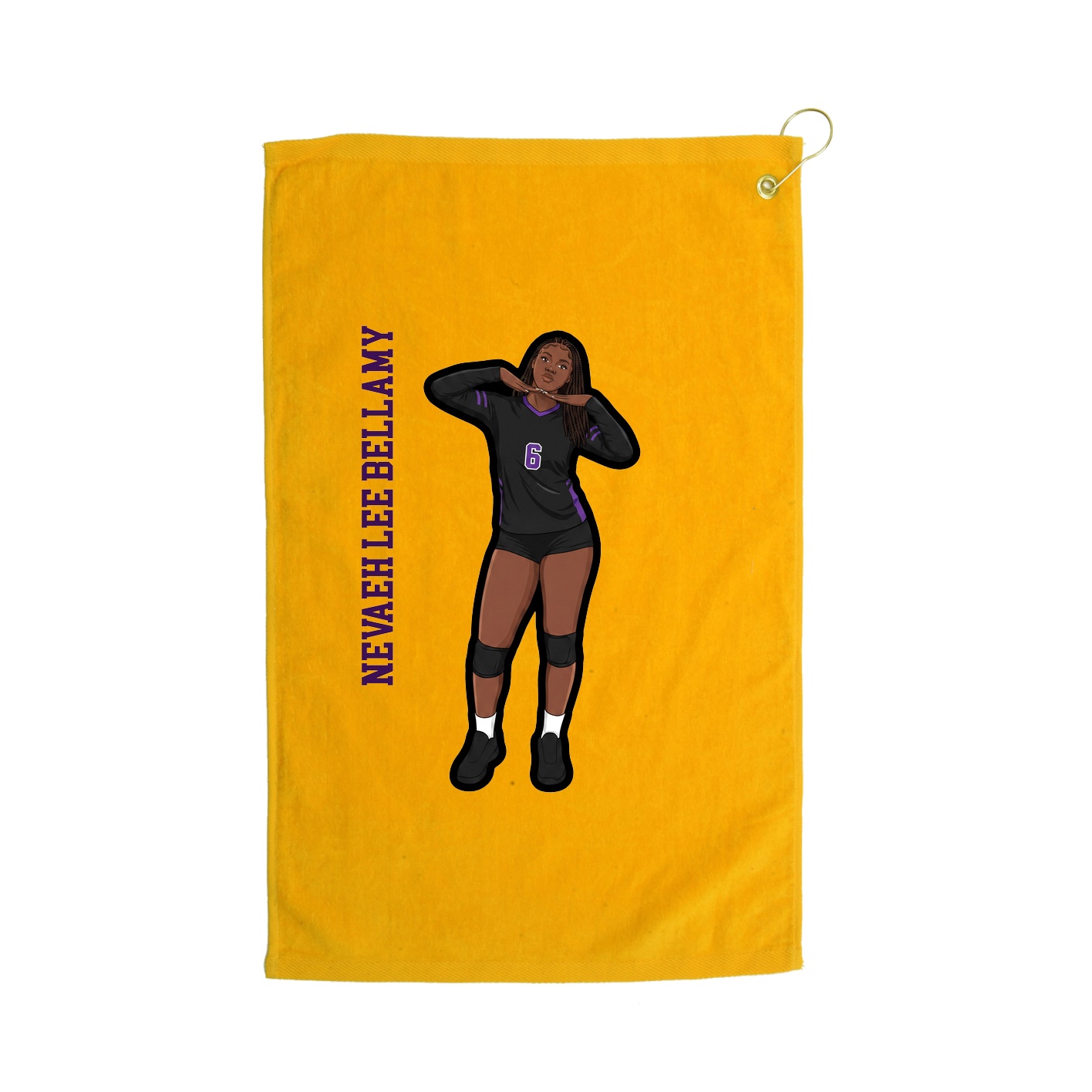 Golf Towel — Name Vertical in Gold
