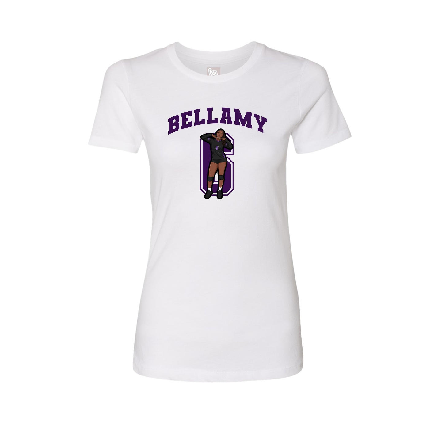 Fitted Women's Tee — Number in White
