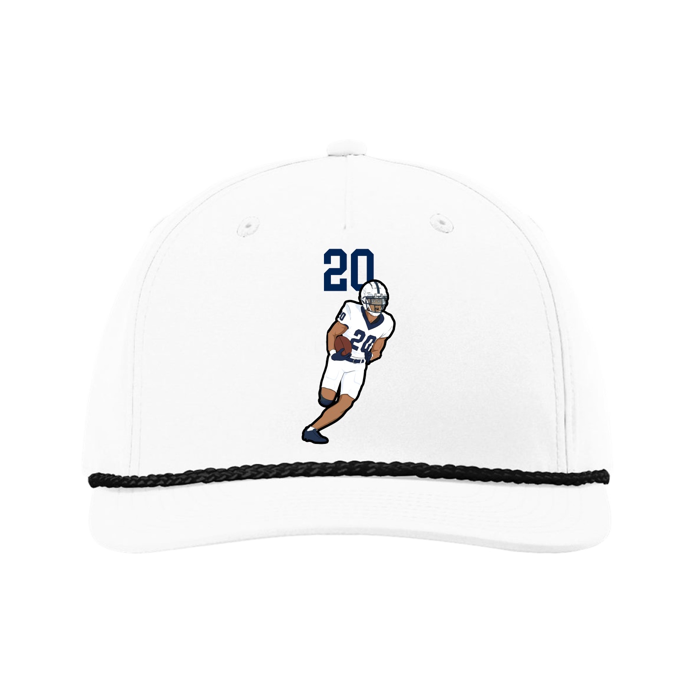 Five-Panel Classic Rope Cap — Number Top in White