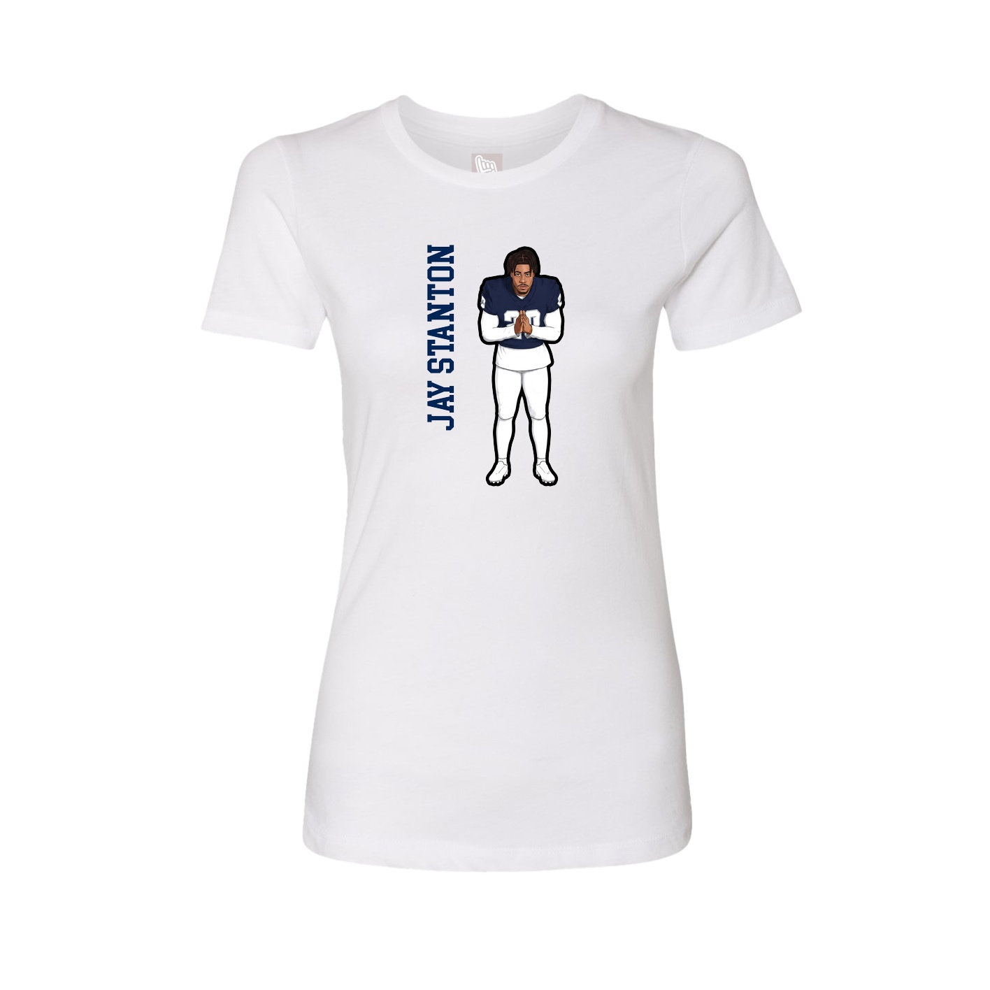Womens Tee — Name Vertical in White