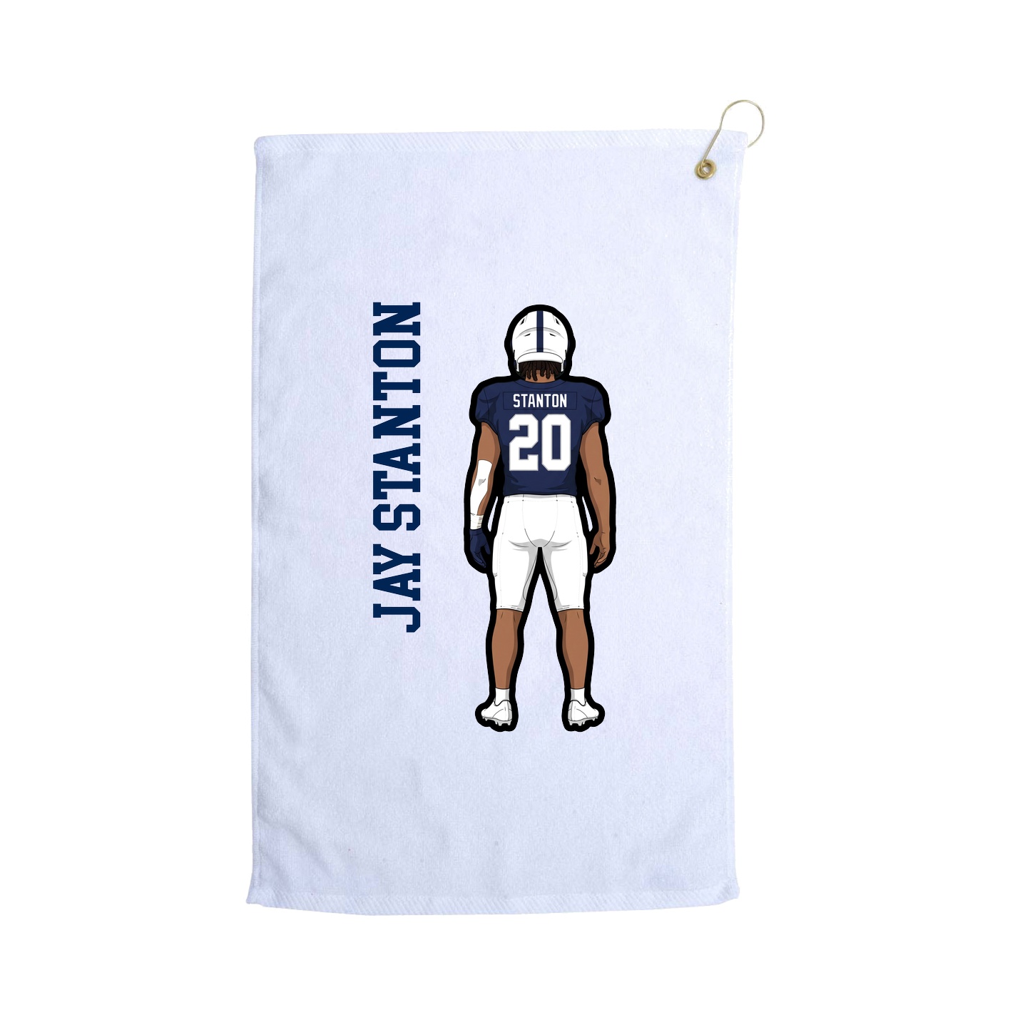 Golf Towel — Name Vertical in White