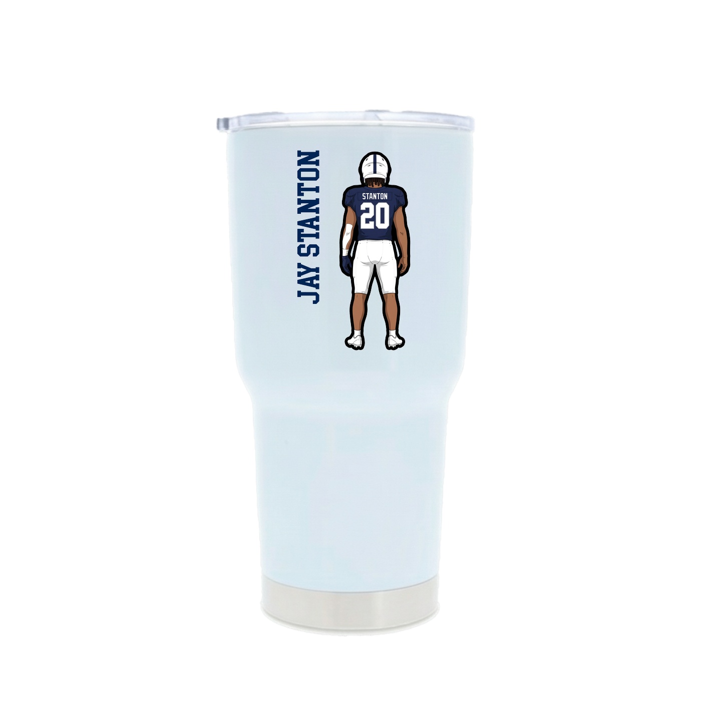 30oz Stainless Steel Tumbler — Name Vertical in White