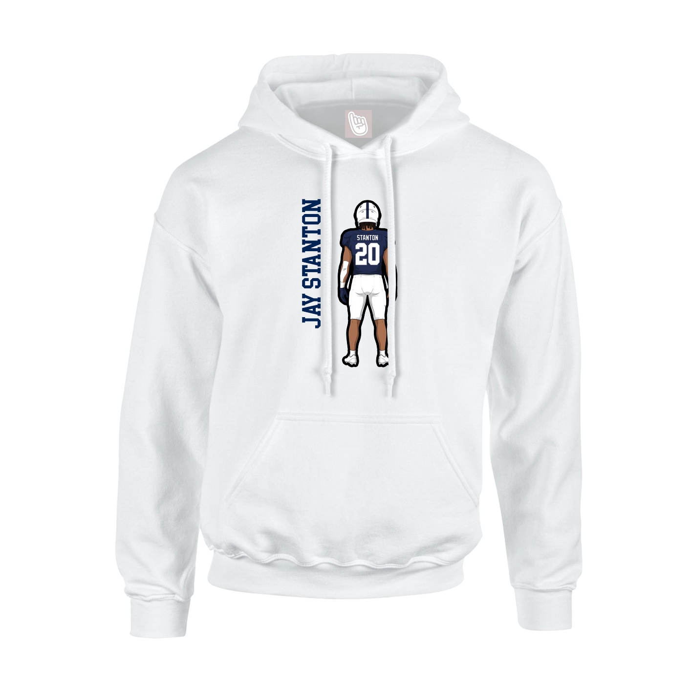 Youth Hoodie — Name Vertical in White