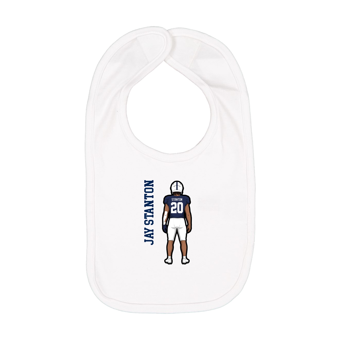 Infant Bib — Name Vertical in White