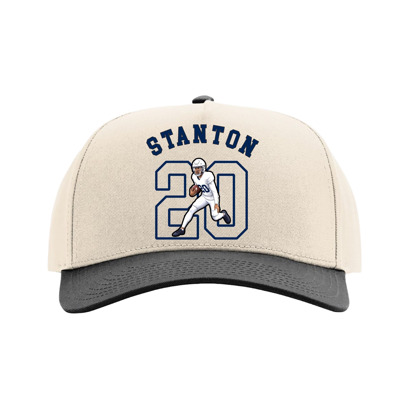 Full Fabric Five-Panel Champ Cap — Shirsey Arch in Cream/Black