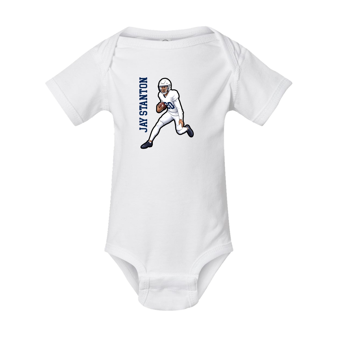 Baby Onesie — Name Vertical in White