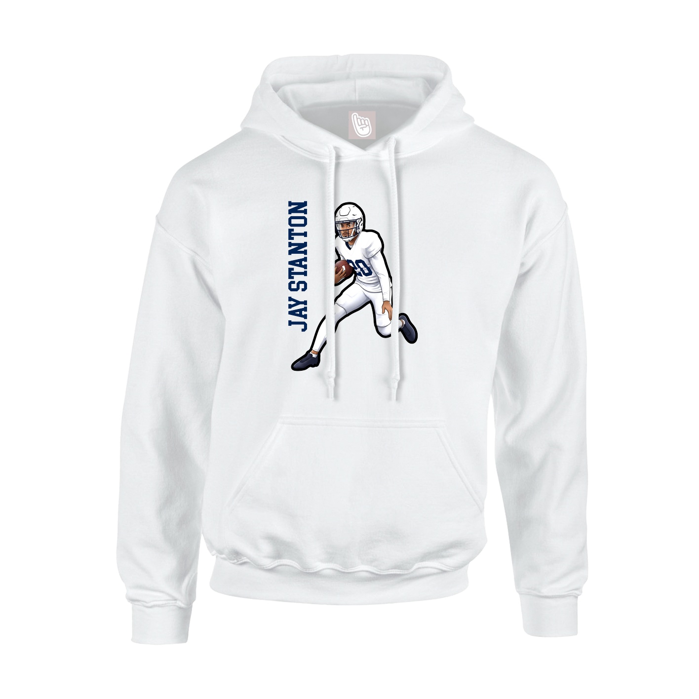 Youth Hoodie — Name Vertical in White