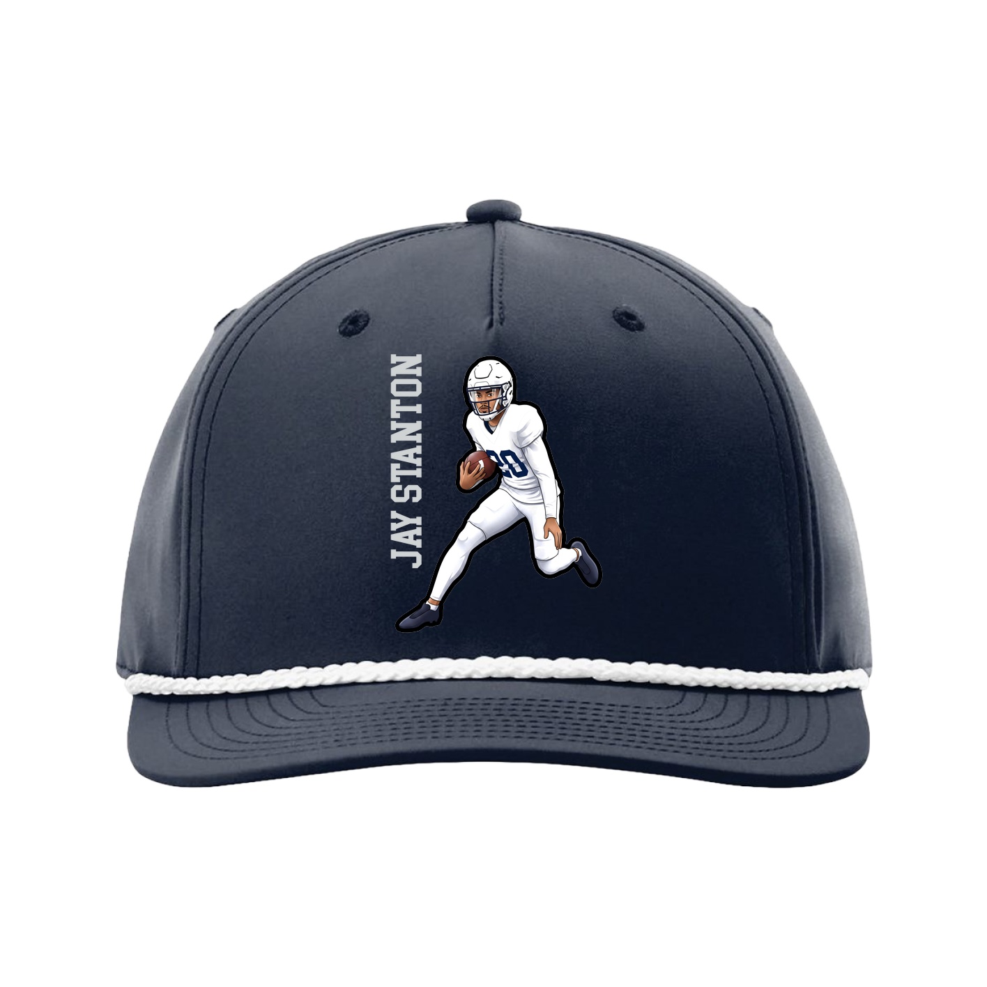Five-Panel Classic Rope Cap — Name Vertical in Navy