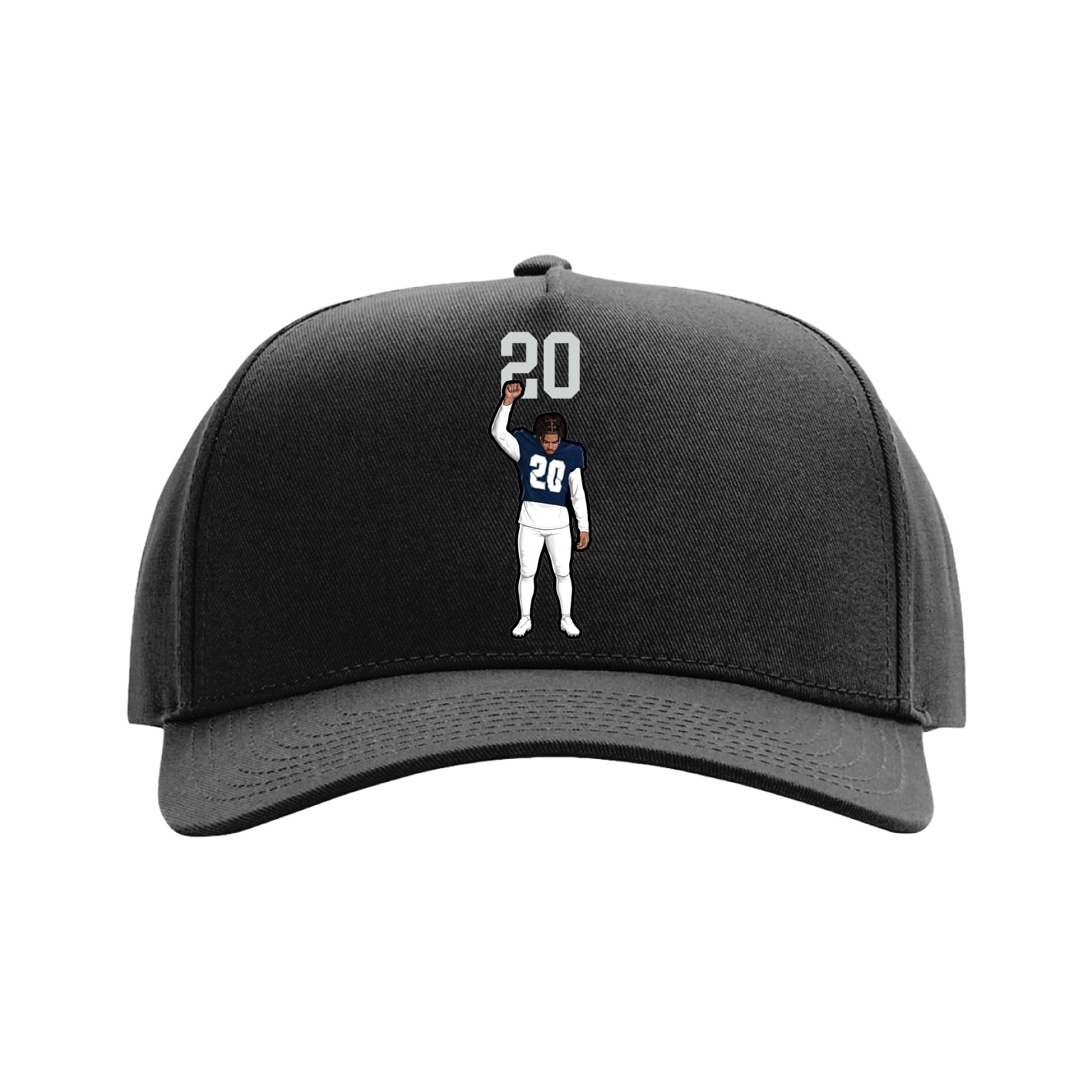 Full Fabric Five-Panel Champ Cap — Number Top in Black