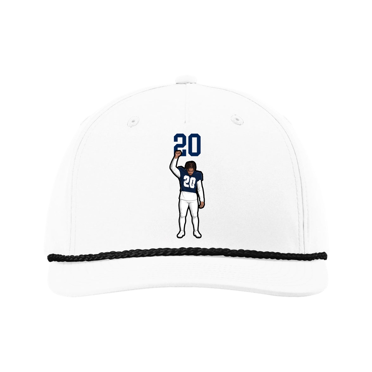 Five-Panel Classic Rope Cap — Number Top in White