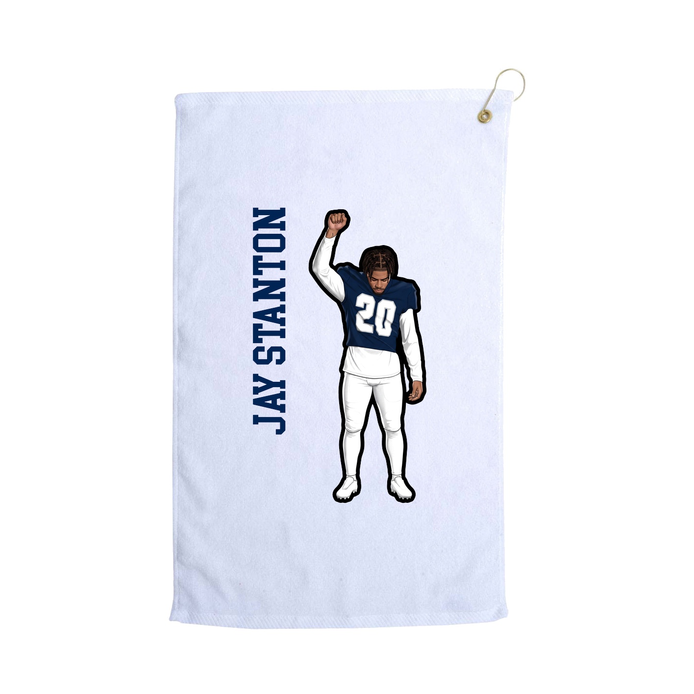 Golf Towel — Name Vertical in White