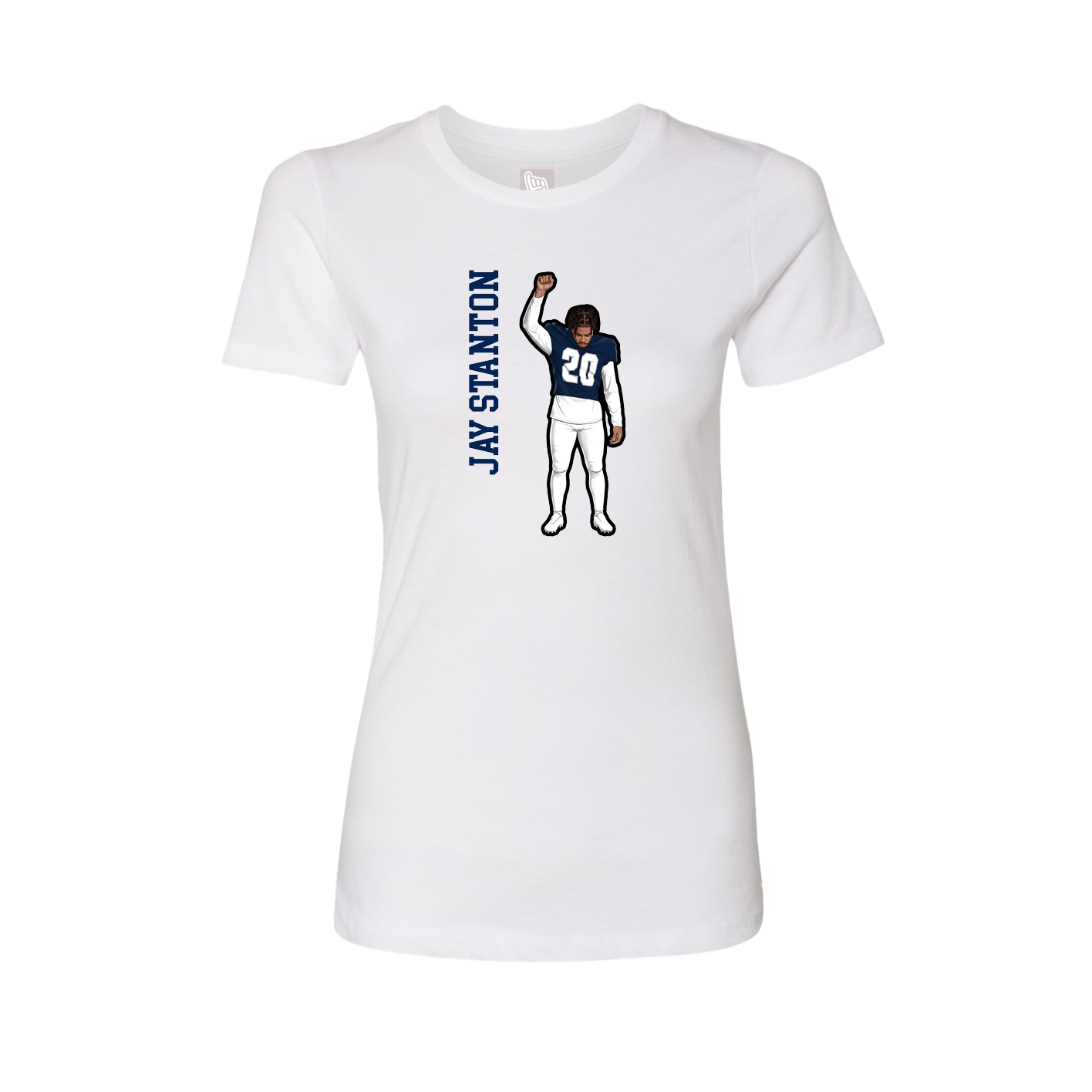 Womens Tee — Name Vertical in White