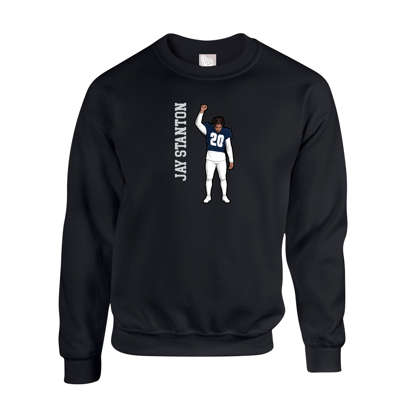 Fleece Crew — Name Vertical in Black