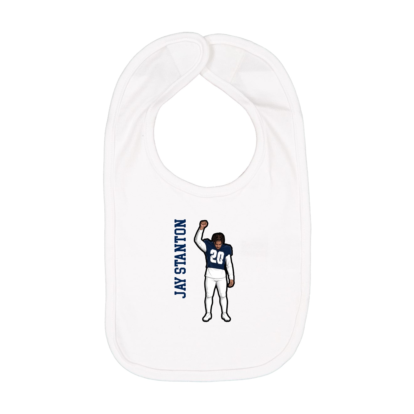 Infant Bib — Name Vertical in White