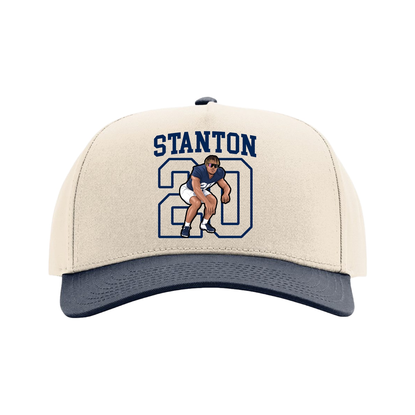 Full Fabric Five-Panel Champ Cap — Shirsey in Cream/Navy