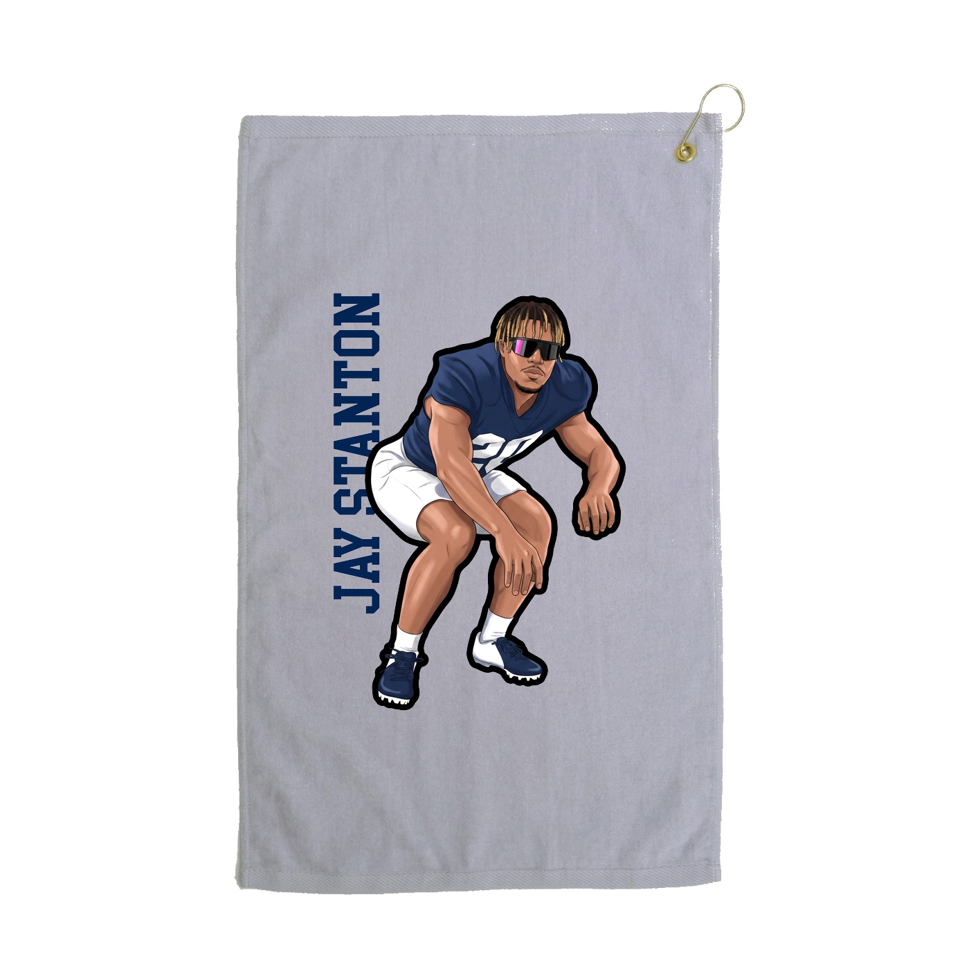 Golf Towel — Name Vertical in Grey