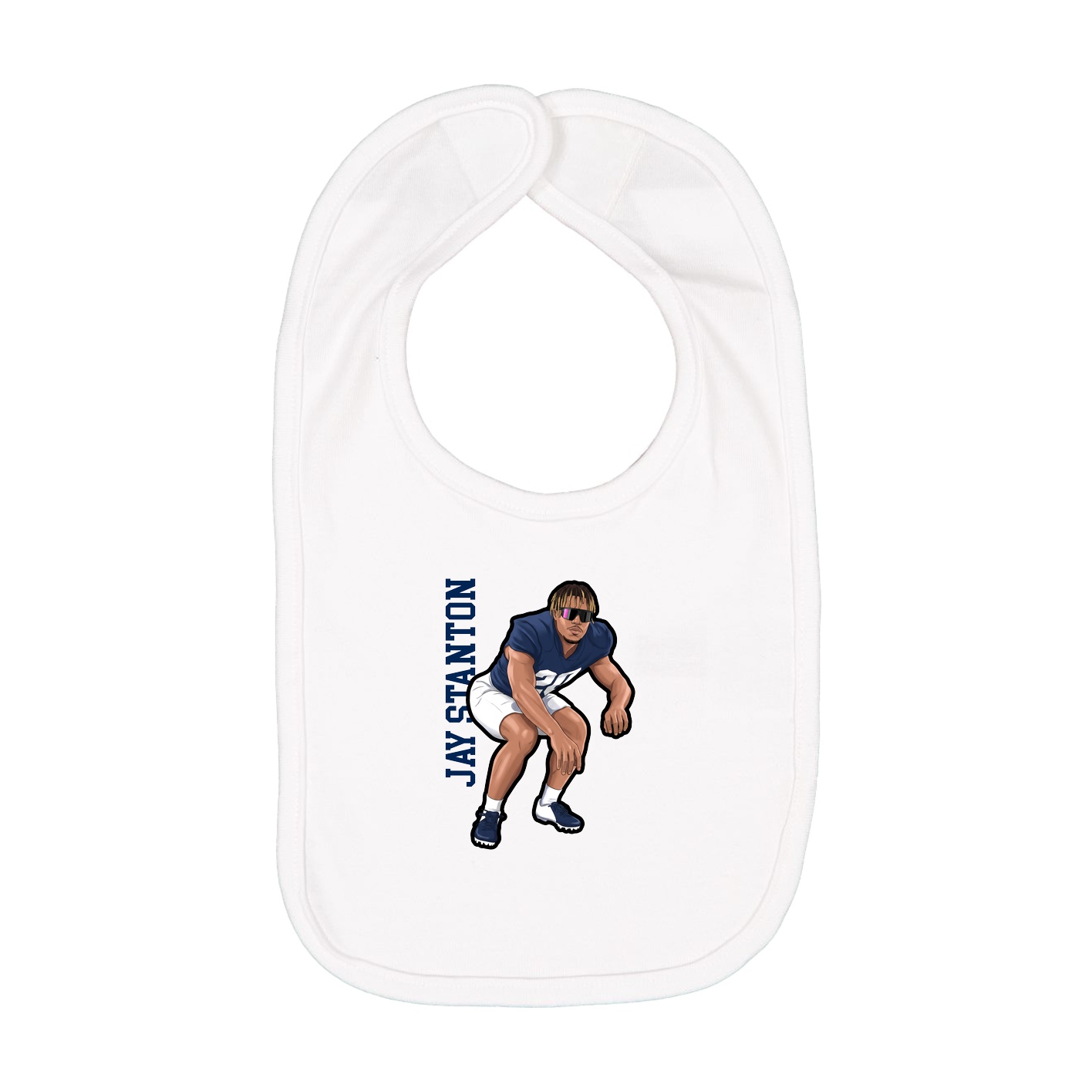 Infant Bib — Name Vertical in White