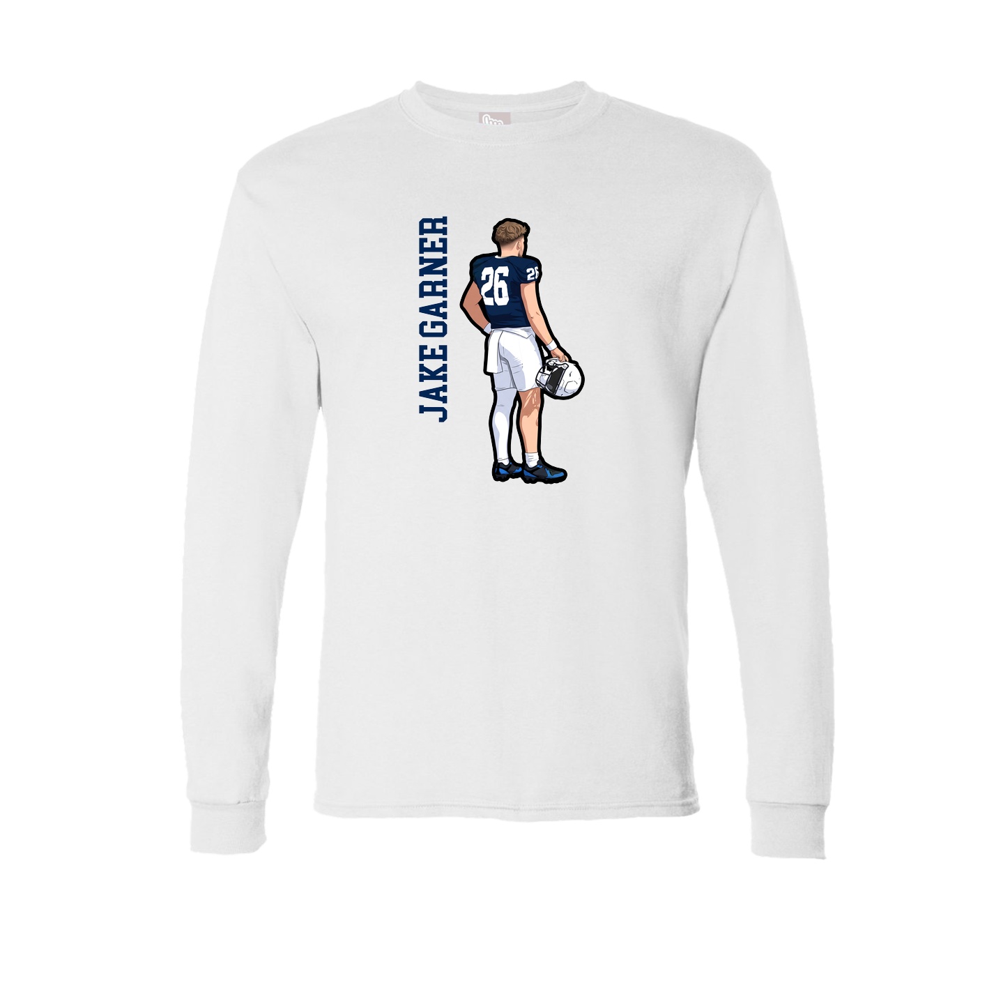 Long Sleeve Tee — Name Vertical in White