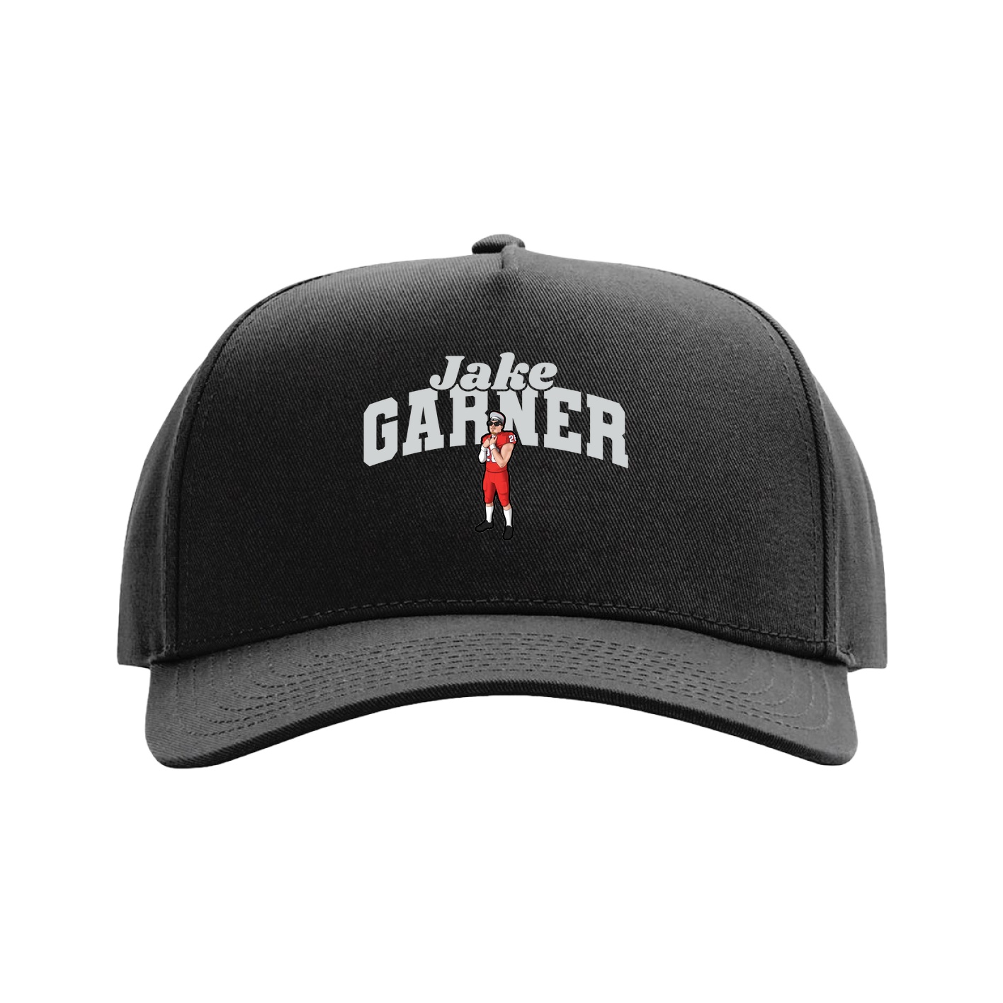 Full Fabric Five-Panel Champ Cap — Signature Arch in Black