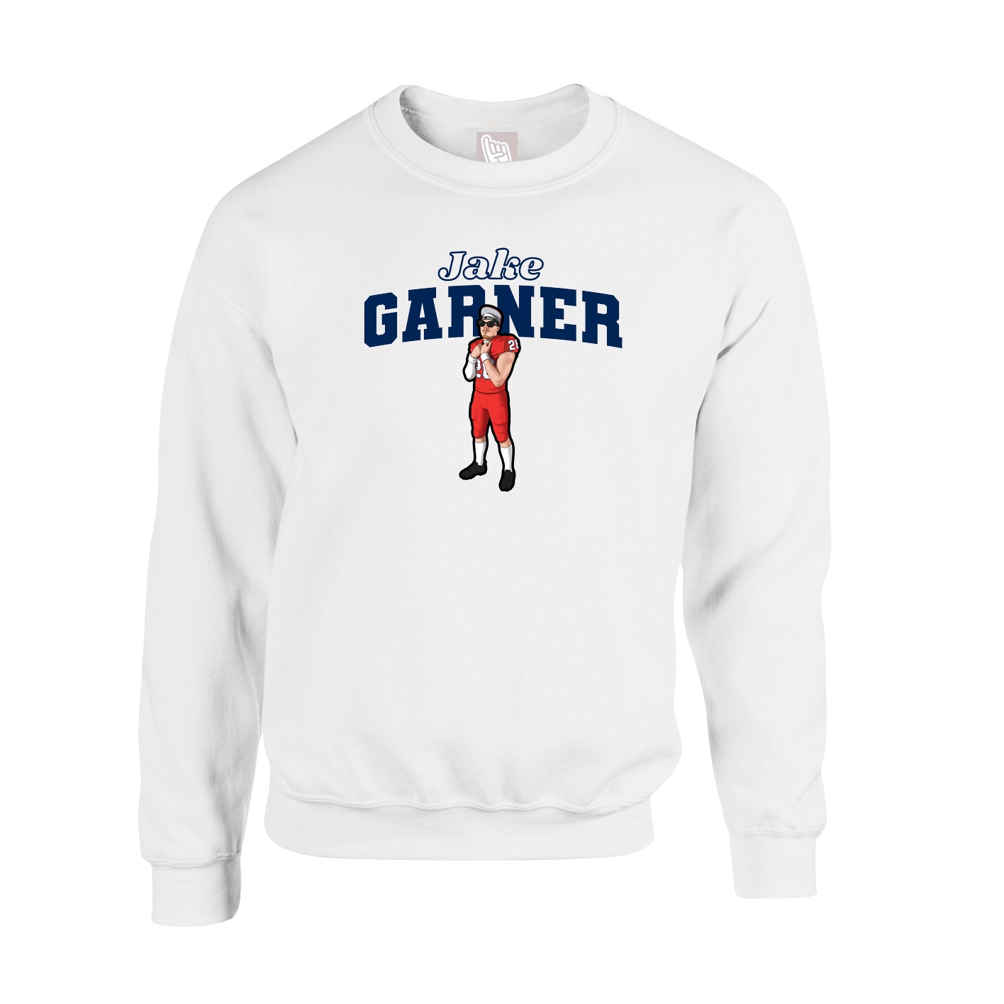 Fleece Crew — Name Arch in White