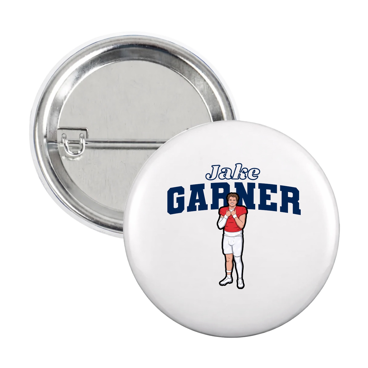 Game Day Button — Name Arch in White