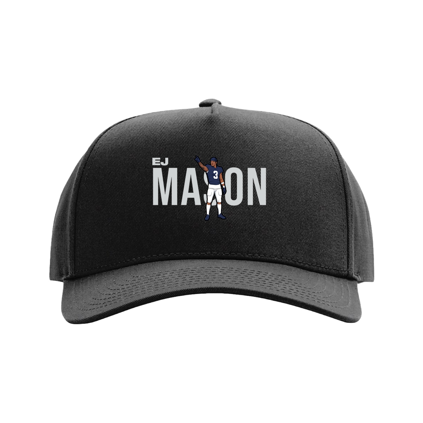 Full Fabric Five-Panel Champ Cap — Player Name in Black